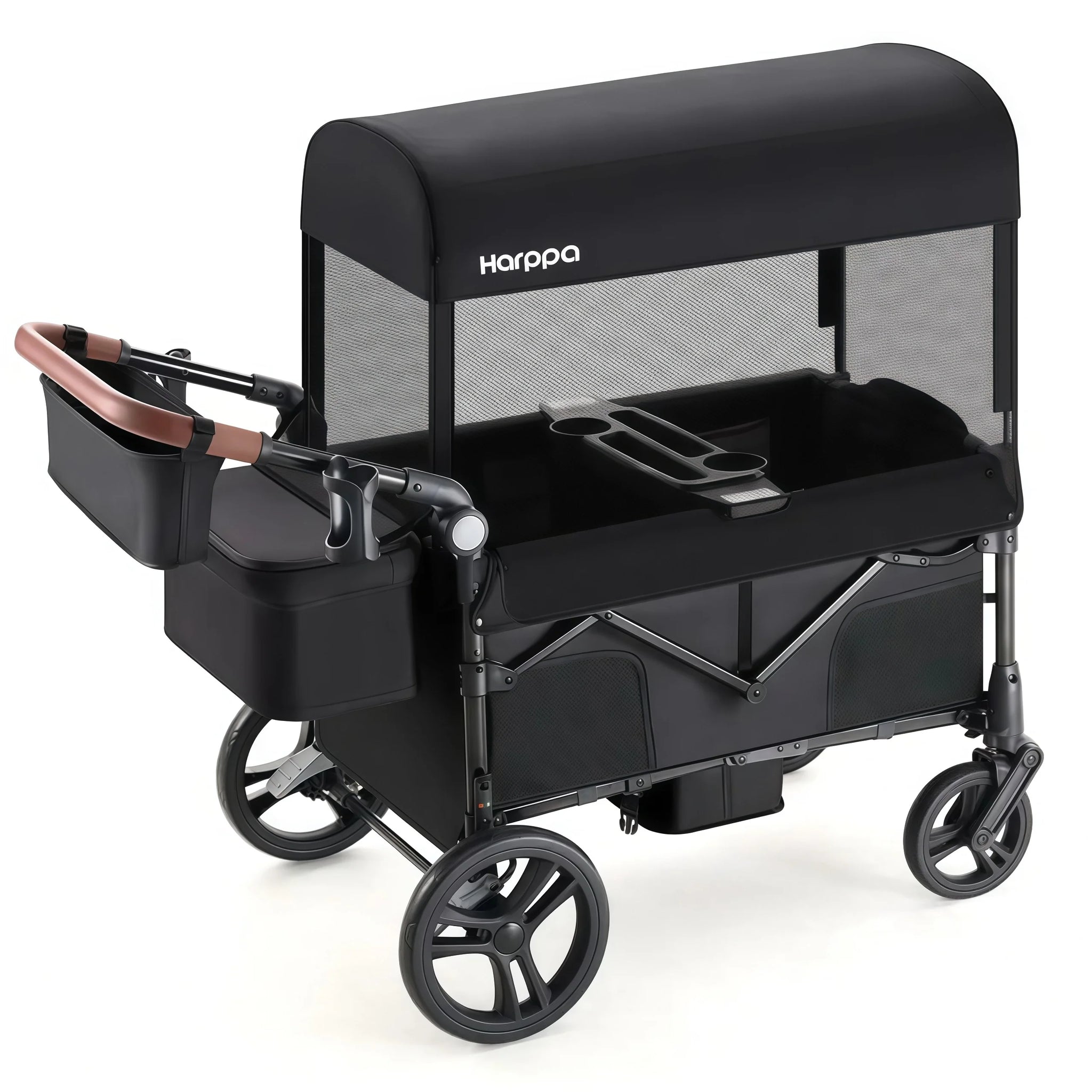 2-Seat Foldable Wagon Stroller for Kids with UPF 50+ Canopy, Mosquito Net & All-Terrain Wheels