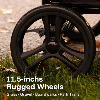 2-Seat Foldable Wagon Stroller for Kids with UPF 50+ Canopy, Mosquito Net & All-Terrain Wheels