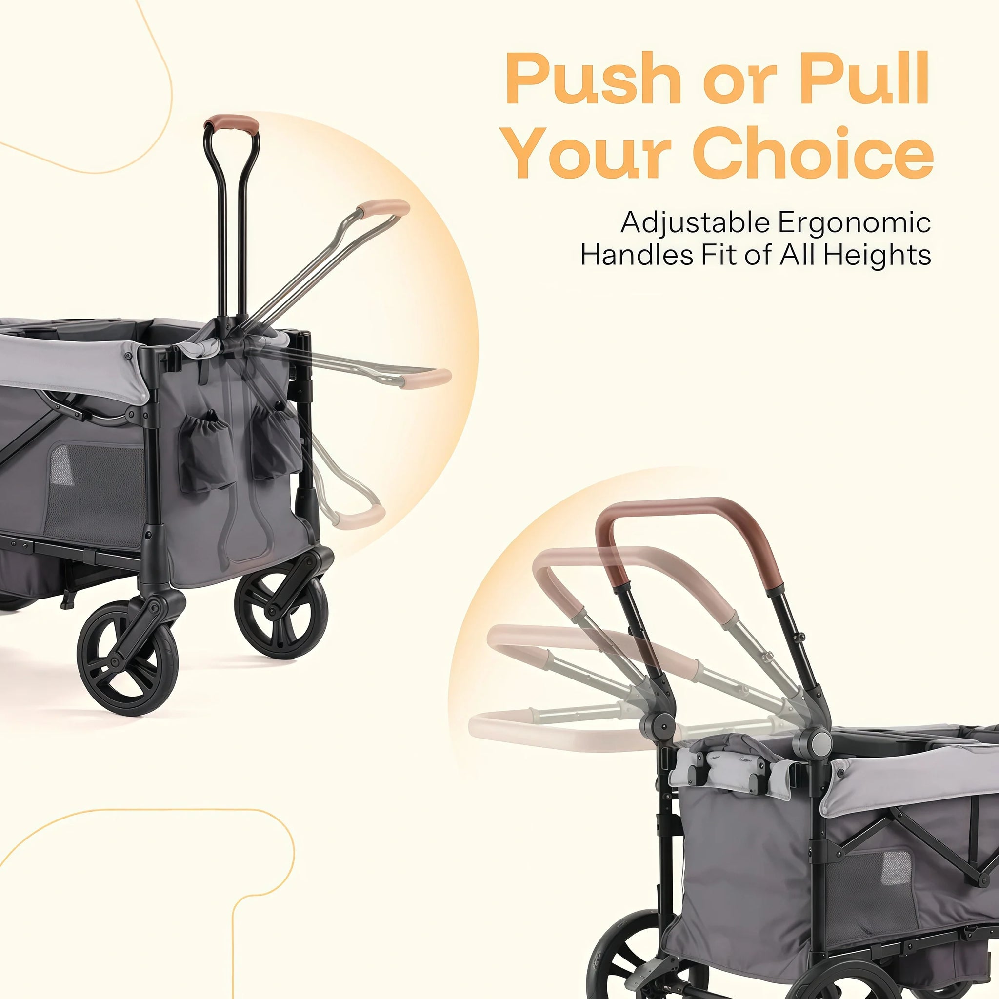 2-Seat Foldable Wagon Stroller for Kids with UPF 50+ Canopy, Mosquito Net & All-Terrain Wheels