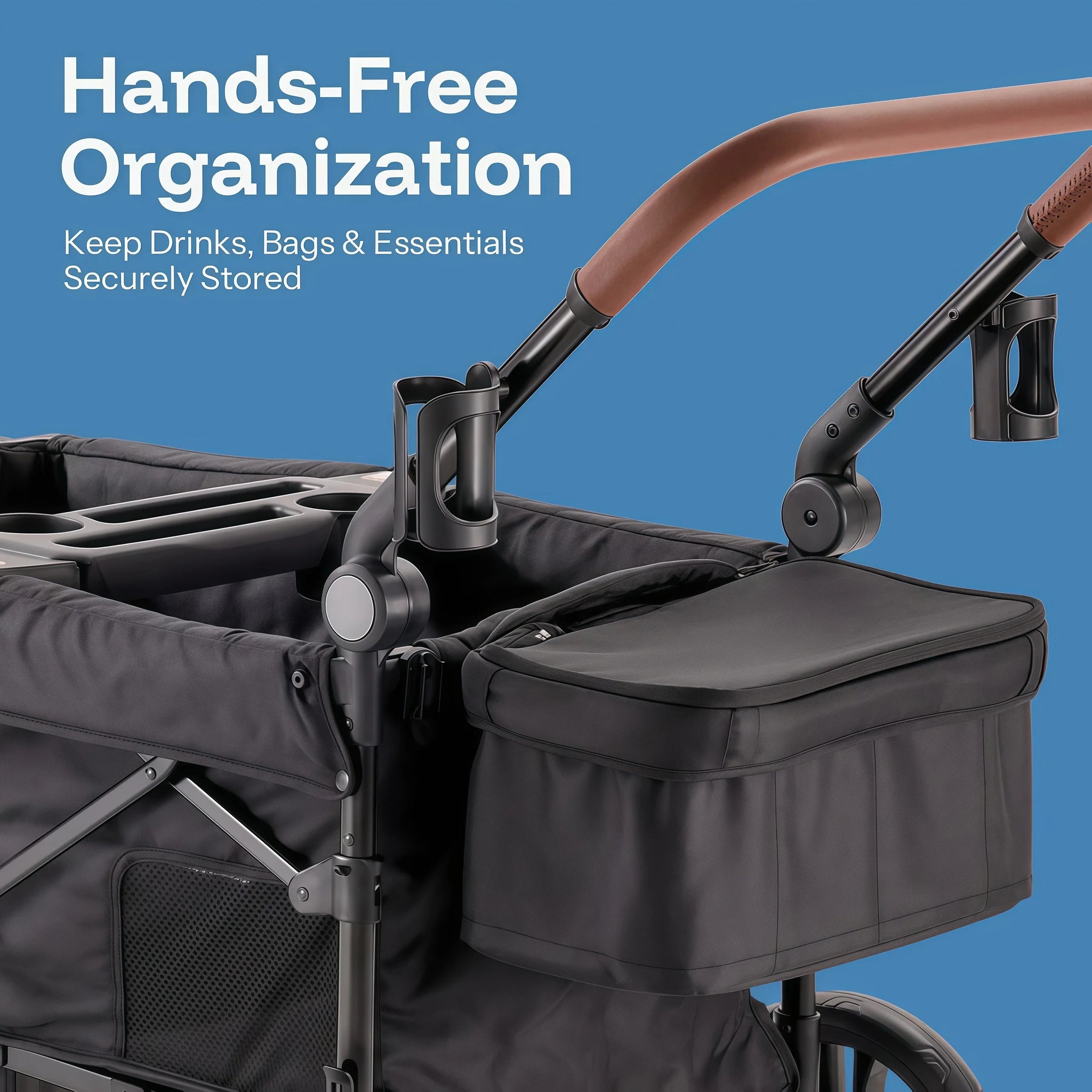 2-Seat Foldable Wagon Stroller for Kids with UPF 50+ Canopy, Mosquito Net & All-Terrain Wheels