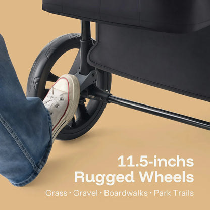 2-Seat Foldable Wagon Stroller for Kids with UPF 50+ Canopy, Mosquito Net & All-Terrain Wheels