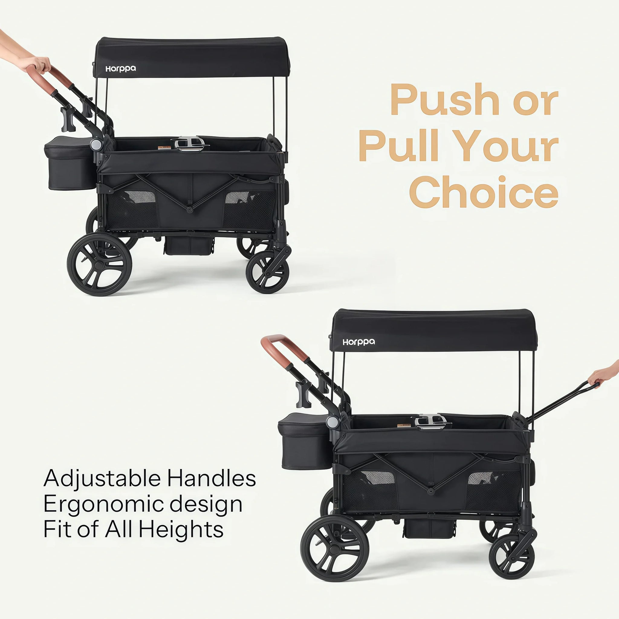 2-Seat Foldable Wagon Stroller for Kids with UPF 50+ Canopy, Mosquito Net & All-Terrain Wheels